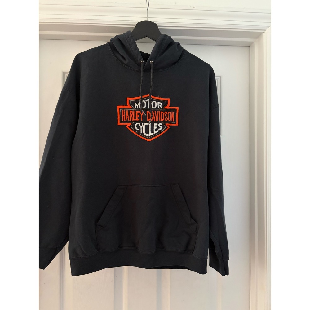 Vintage Fruit of loom hoodie with embroidered Harley Davidson Shield Patch XL